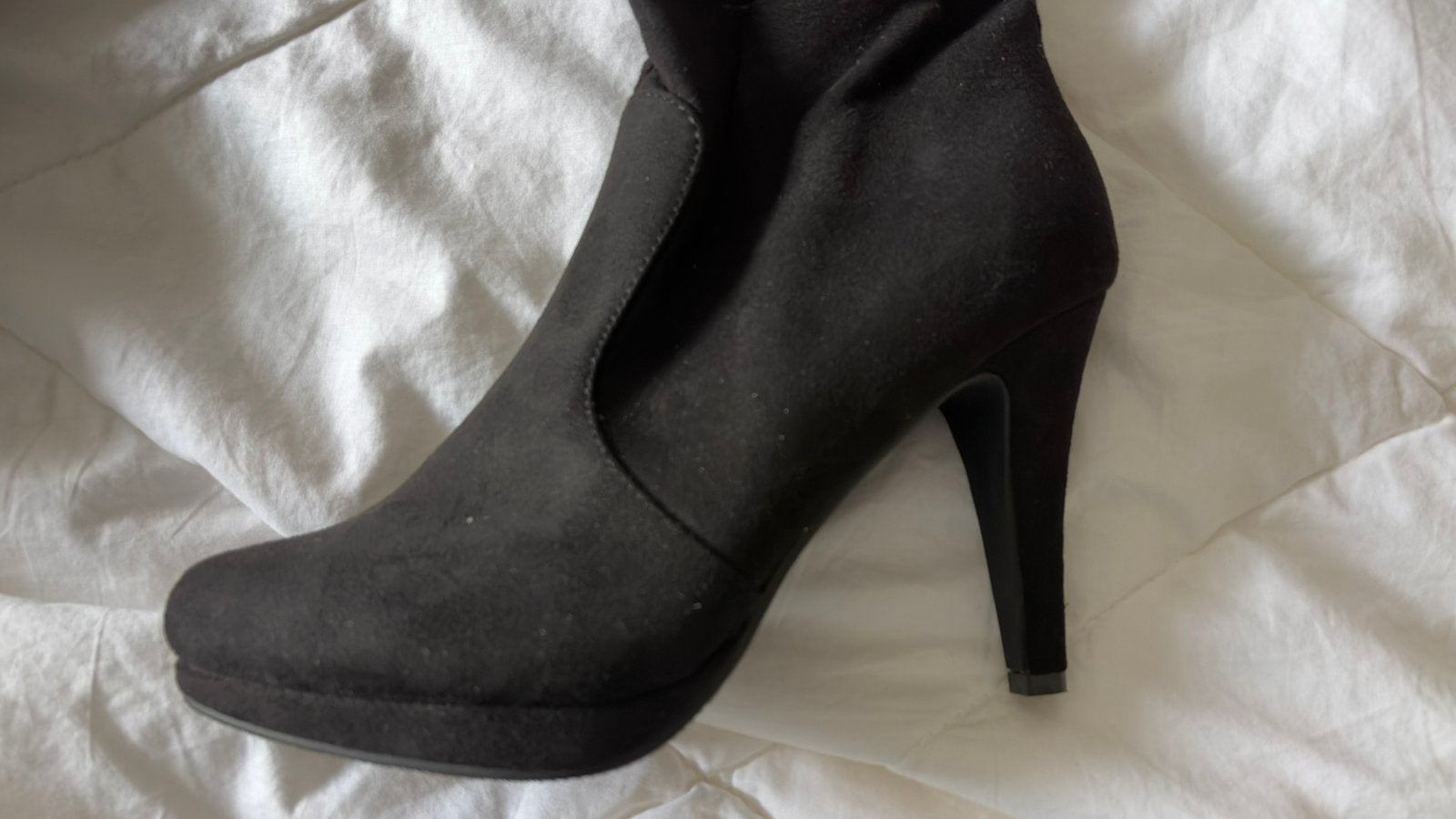 hoge zwart suede laarzen met hak, Ophalen, Hoge laarzen, Zwart, Nieuw