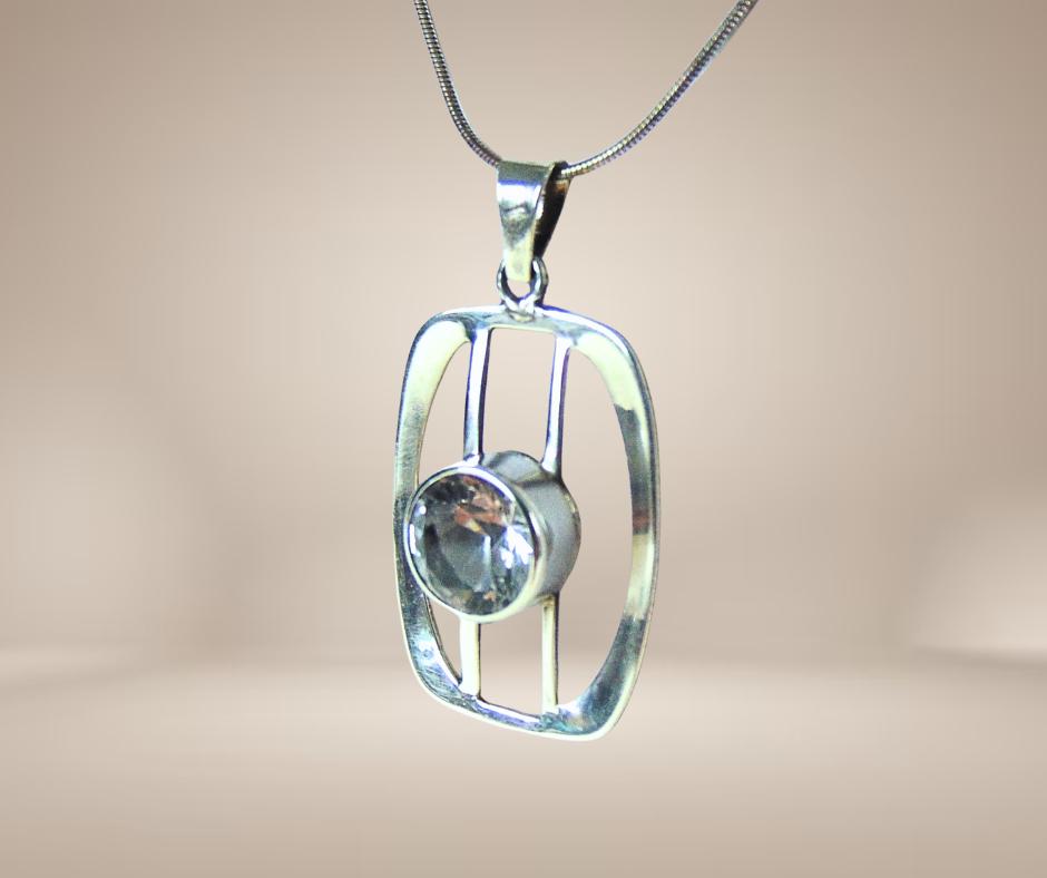 Mooie grote 925 zilver MODERNISTISCHE bergkristal hanger!, Verzenden, Nieuw, X, Met edelsteen