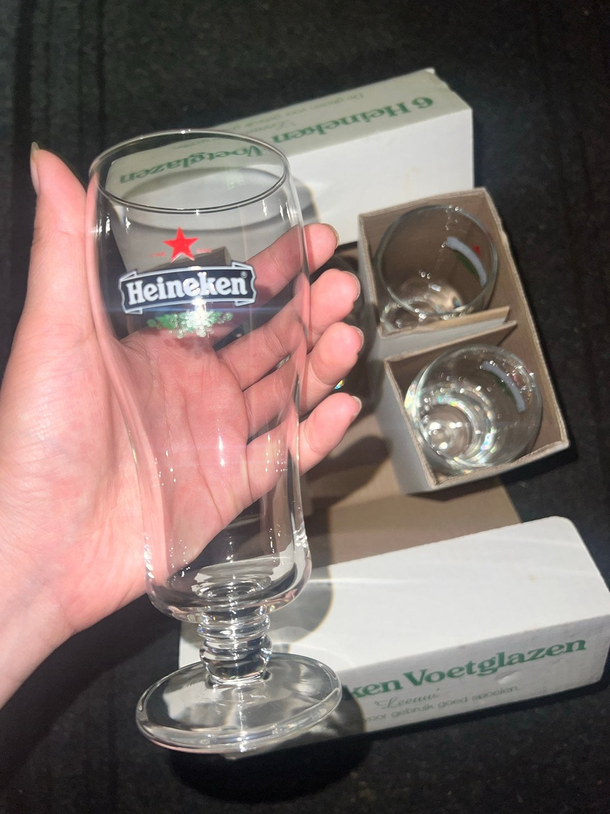 15x Heineken Voetglazen - Nieuw in doos, Ophalen of Verzenden, Nieuw, Glas of Glazen, Heineken