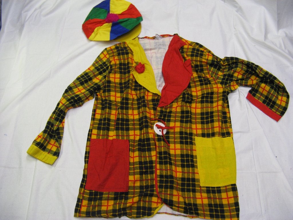 clowns jas maat 52 en maat 54 en shirt rood -wit maat xxl, Carnaval, Maat 46/48 (XL) of groter, Ophalen of Verzenden, Zo goed als nieuw