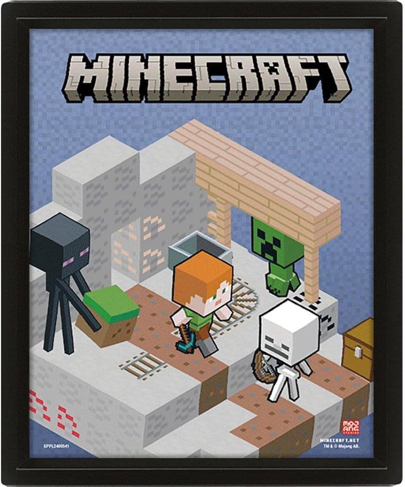 Partij Ingelijste 3D-wanddecoratie met Minecraft afbeelding, NHP International, Overige merken, Nieuw, Ophalen of Verzenden