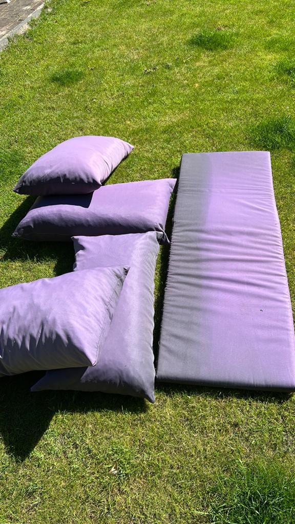Paarse tuinkussens en matras - Dotrutt, Tuin en Terras, Tuinmeubel-accessoires, Ophalen, Gebruikt