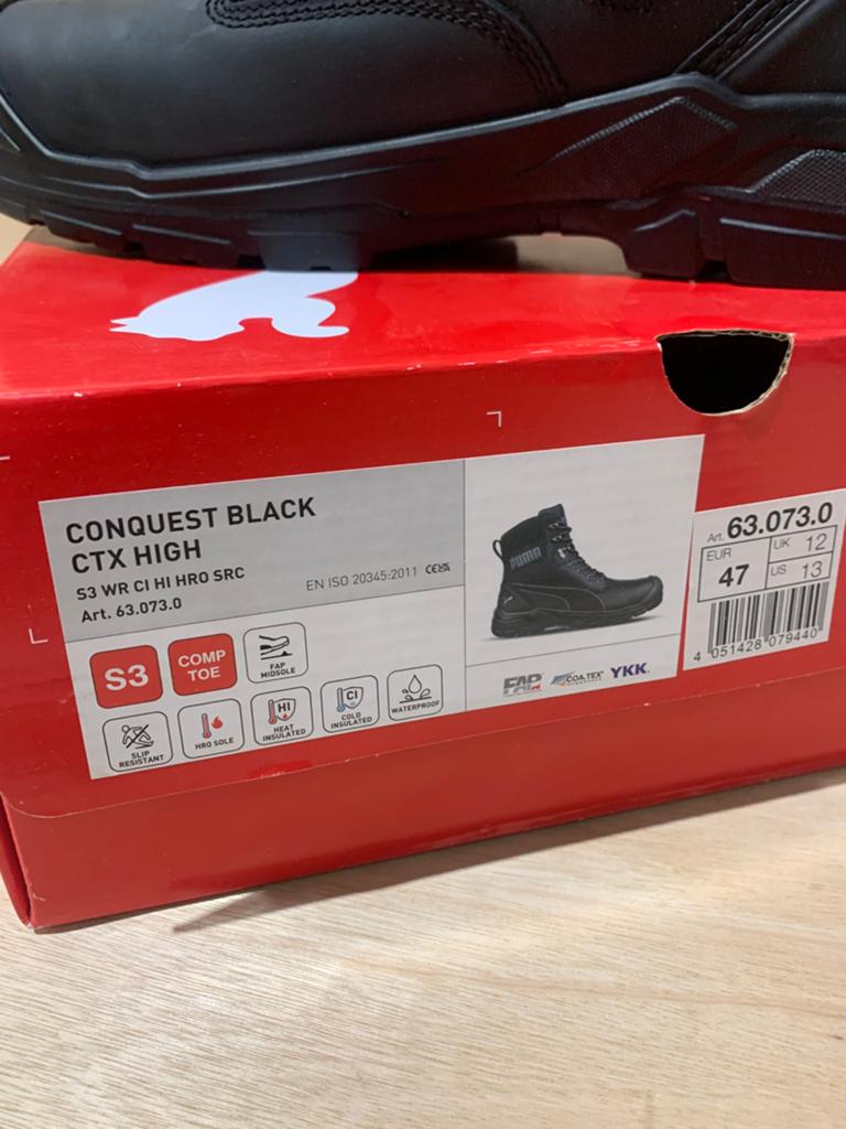 Puma Conquest S3 Werkschoenen Zwart Hoog – Maat 47 – Nieuw, Zwart, Puma, Nieuw, Ophalen of Verzenden