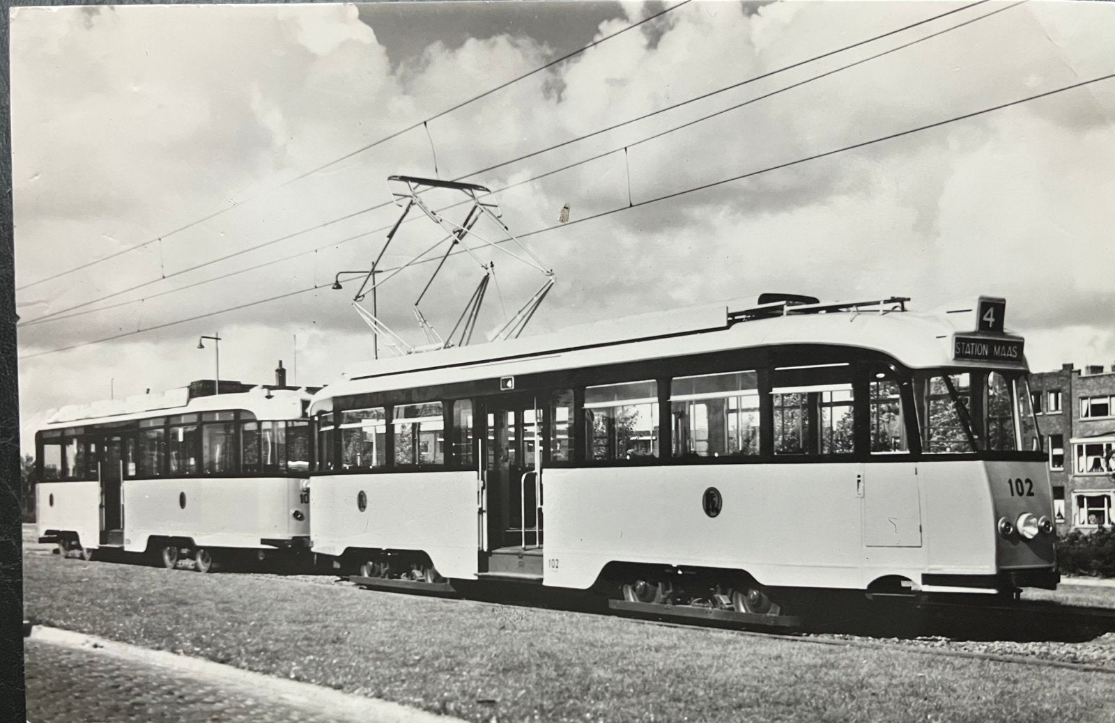 Ansichtkaart RET Tram Lijn 4 op de Rotterdamsedijk in 1950, Ophalen of Verzenden, 1940 tot 1960, Ongelopen, Zuid-Holland