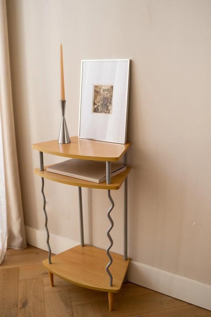 vintage memphis design bijzettafel, Ophalen, Overige materialen, Minder dan 55 cm, Vintage