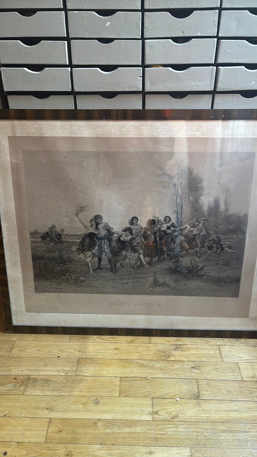 XL vintage fotolijst met glas, Antiek en Kunst, Ophalen of Verzenden