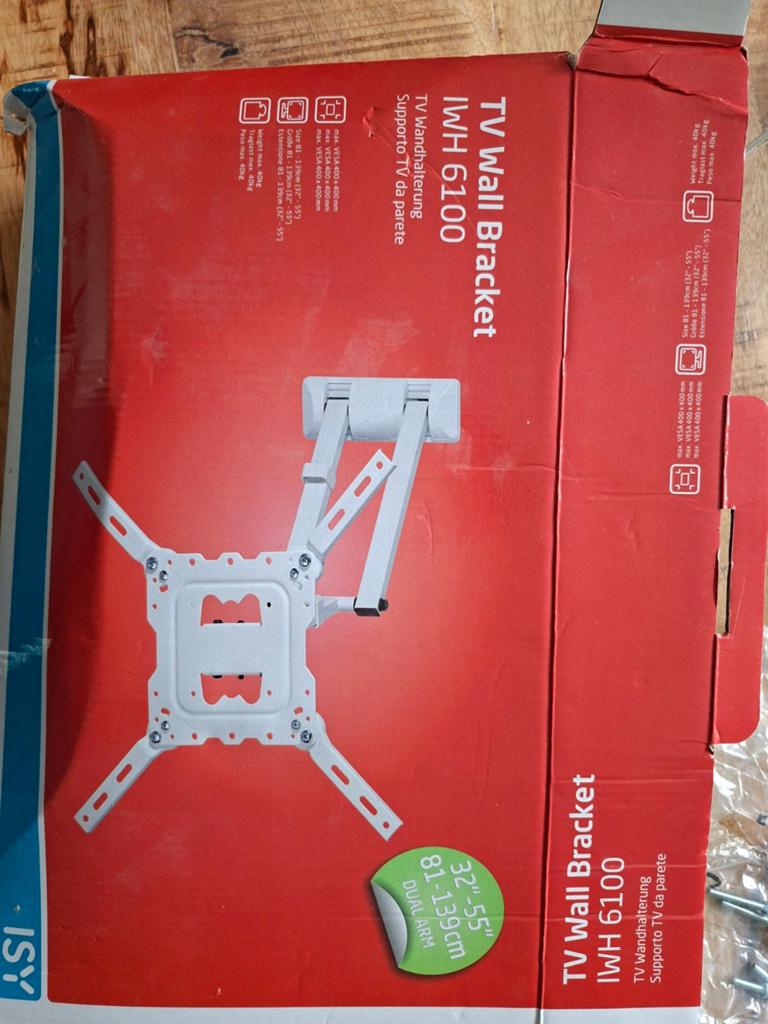 ISY IWH 6100 TV Muurbeugel - 32-55 inch - Dual-Arm, Ophalen of Verzenden, Zo goed als nieuw