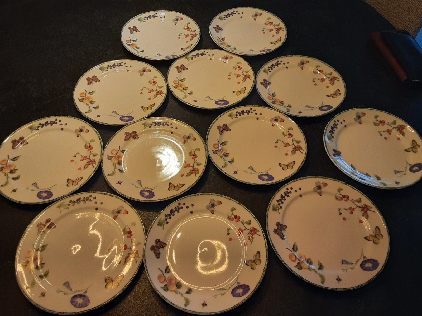 12 gebaksbordjes Janneke Brinkman., Huis en Inrichting, Keuken | Servies, Ophalen, Gebruikt, Bord(en)