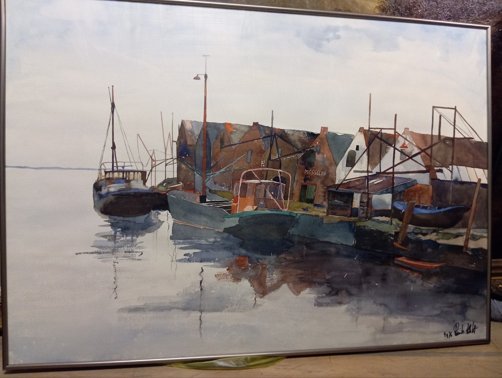 Maritiem tafereel: boten in de haven, Ophalen