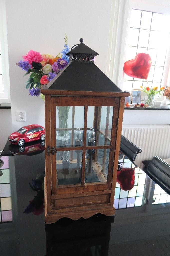lamp houten kastje flame kerst kerstverlichting verlichting, Met schakelaar, Ophalen of Verzenden, Zo goed als nieuw, Overige merken