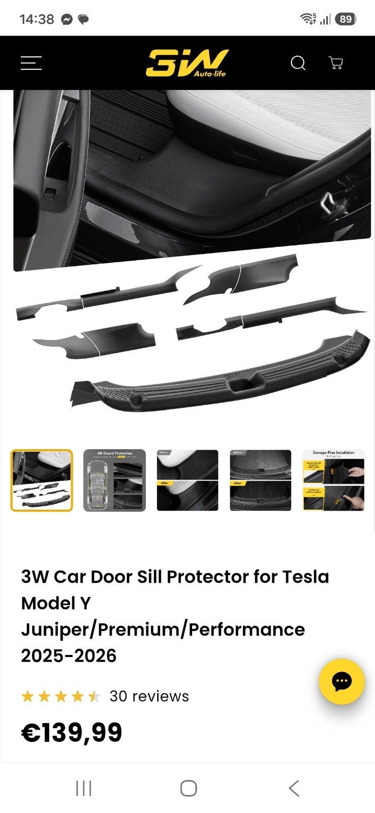 Tesla model Y Juniper dorpel bescherming 3W, Ophalen of Verzenden, Nieuw