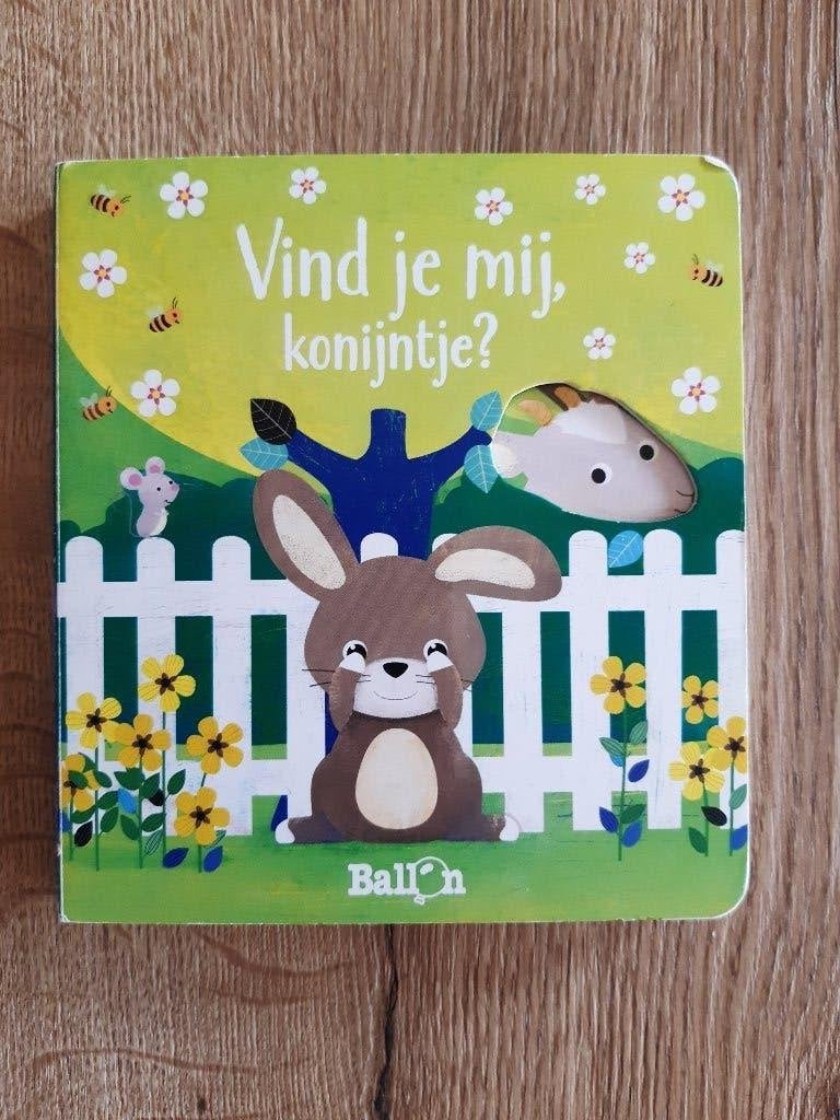 Vind je mij konijntje? Kijkboekje (boekje met kijk gaatjes), Ophalen of Verzenden, Gelezen, Uitklap-, Voel- of Ontdekboek, 6 tot 12 maanden
