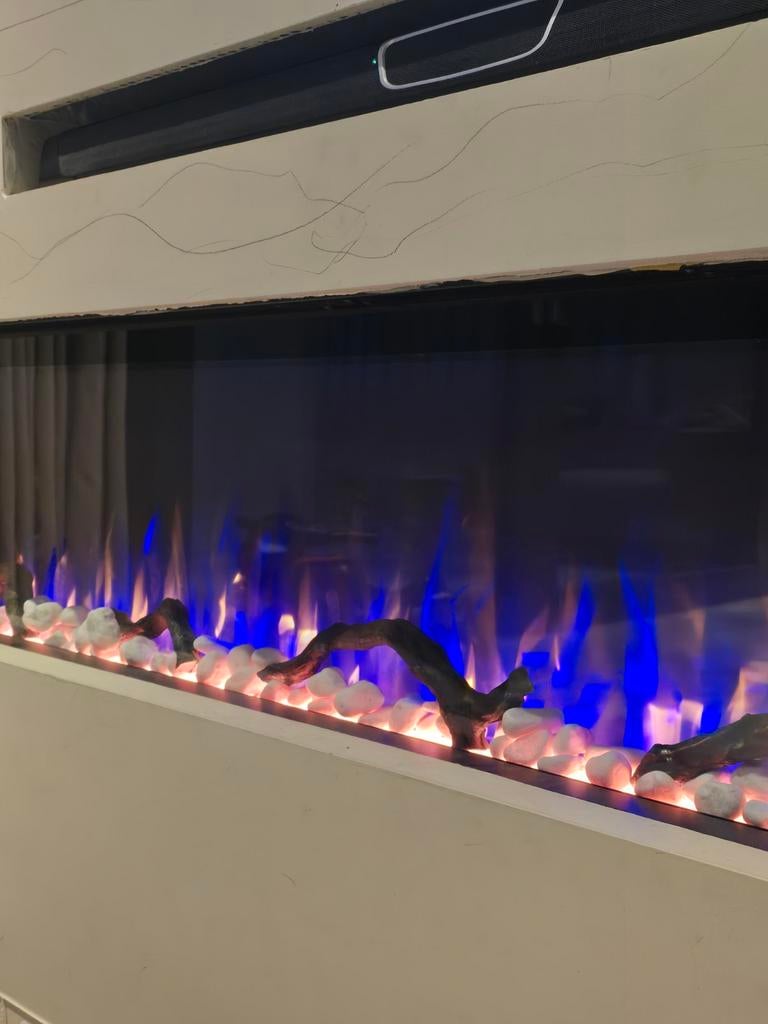 Elektrische sfeerhaard met verwarmingselement - Zwart, Huis en Inrichting, Ophalen, Gebruikt, Inbouwhaard, Elektrische haard