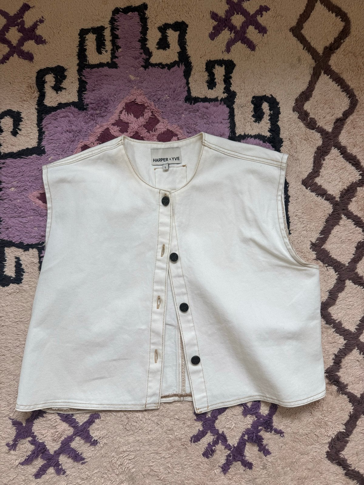 Harper & Yve Jeanspak: Broek (31) & Gilet (L), Ophalen, Zo goed als nieuw, Maat 42/44 (L), Wit
