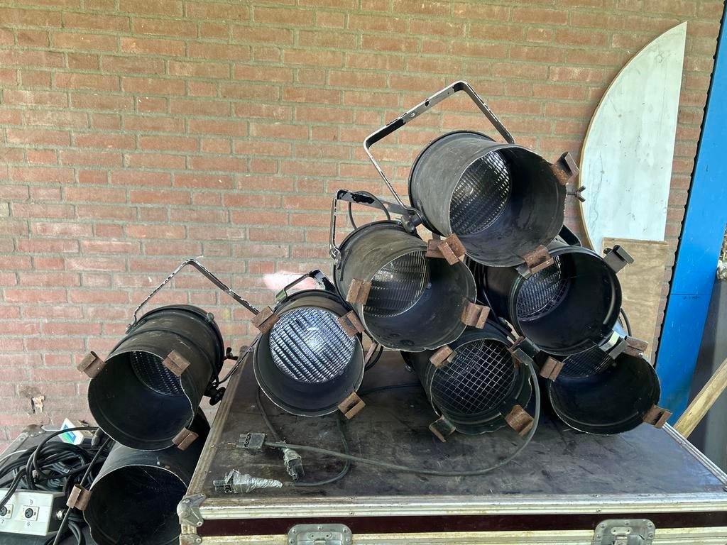 Set van 8 Vintage Theater Spots / Par Cans, Ophalen of Verzenden, Gebruikt, Licht