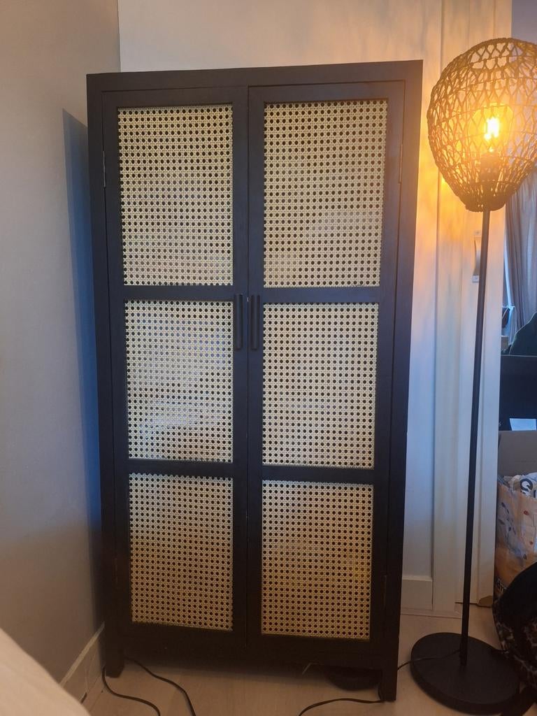 Zwart kastje webbing deuren - Bohemian/Scandi stijl, Ophalen, Zo goed als nieuw