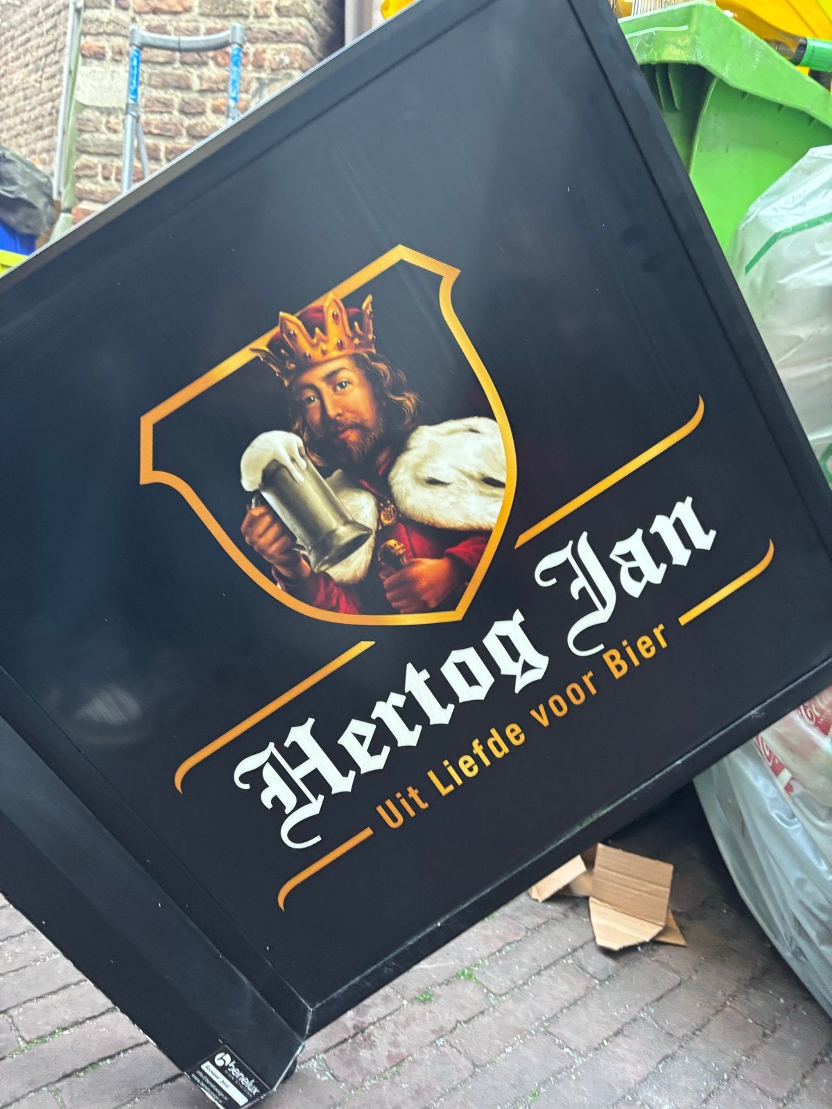 Hertog Jan Lichtbak Reclamebord - Uit Liefde voor Bier, Ophalen, Gebruikt, Lichtbak of (neon) lamp