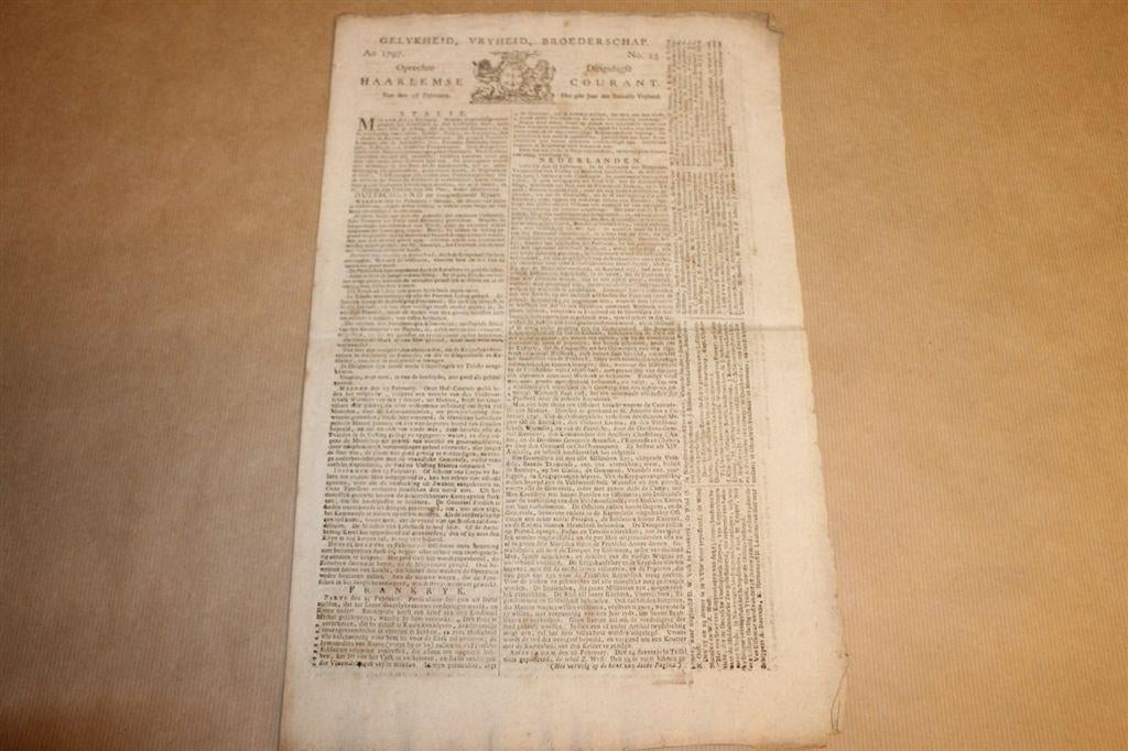 Oprechte Haarlemsche Courant - No. 25 - 1797 Zeldzaam !!, Ophalen of Verzenden, 1980 tot heden, Knipsel(s)