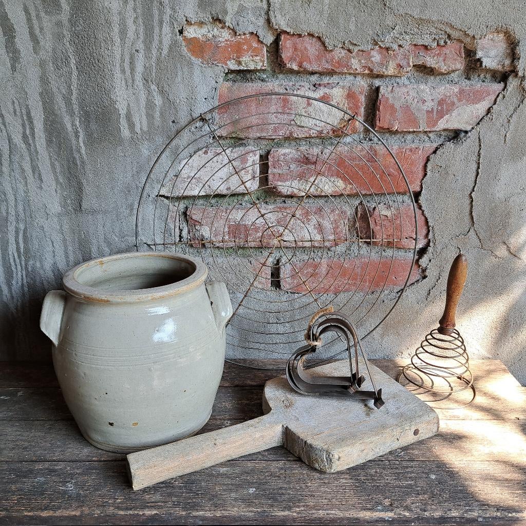 Brocante oude Franse grespot wasklopper klutser hart*Etage3*, Huis en Inrichting, Gebruikt, ., Ophalen of Verzenden, .