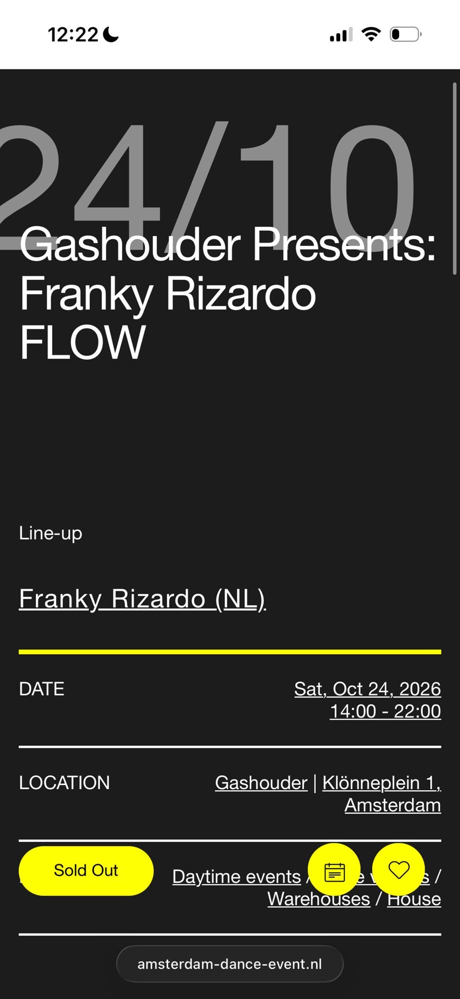Franky Rizardo FLOW ADE 2026 1x ticket, Tickets en Kaartjes, Eén persoon