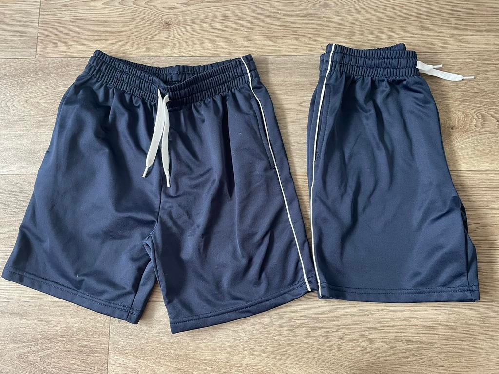2 blauwe korte sportbroeken maat 146/152, Ophalen of Verzenden, Zo goed als nieuw, Kleding