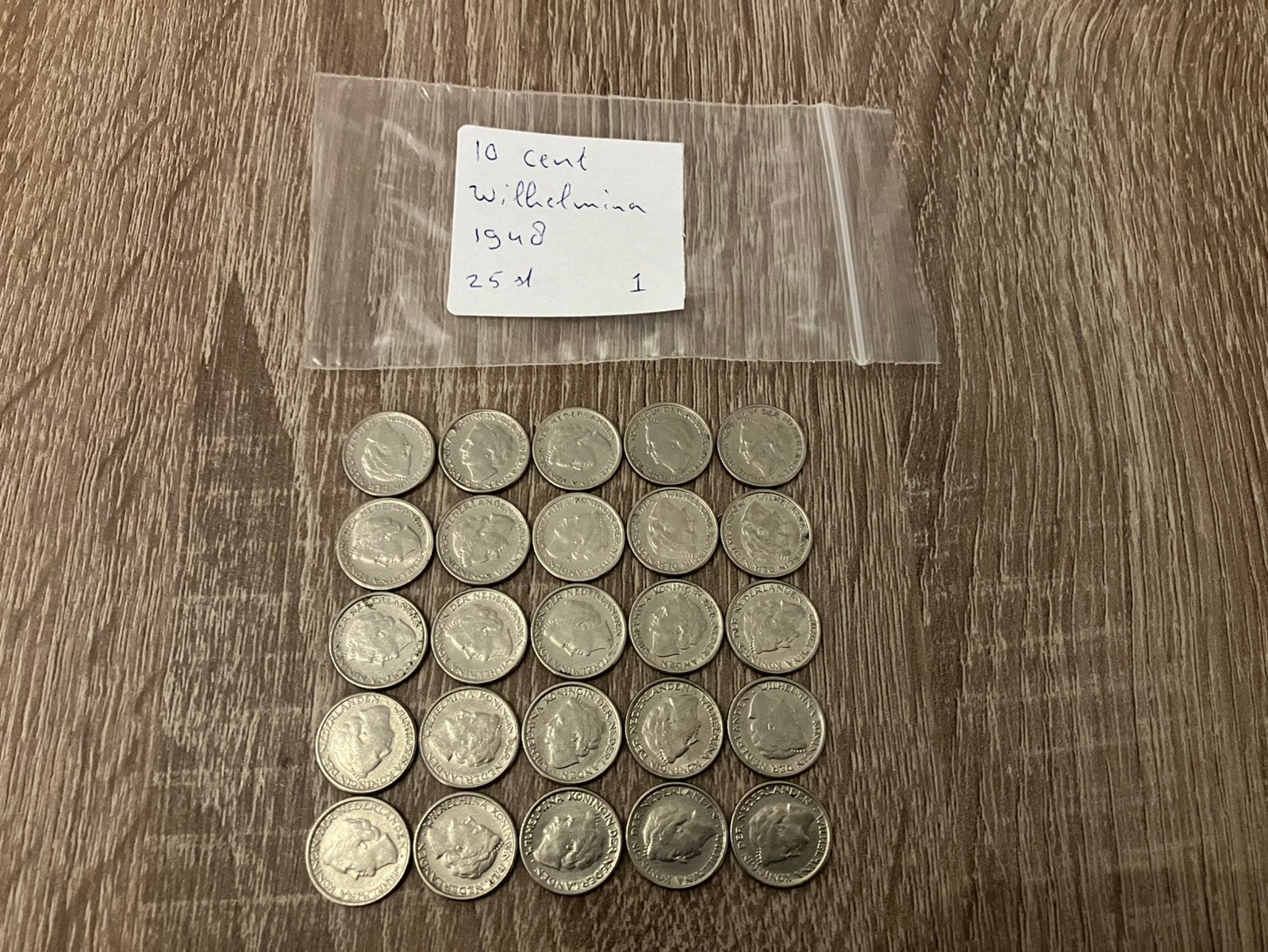 10 cent gulden 1948 jaar 25 stuks., Ophalen of Verzenden, Koningin Wilhelmina, 10 cent, Setje