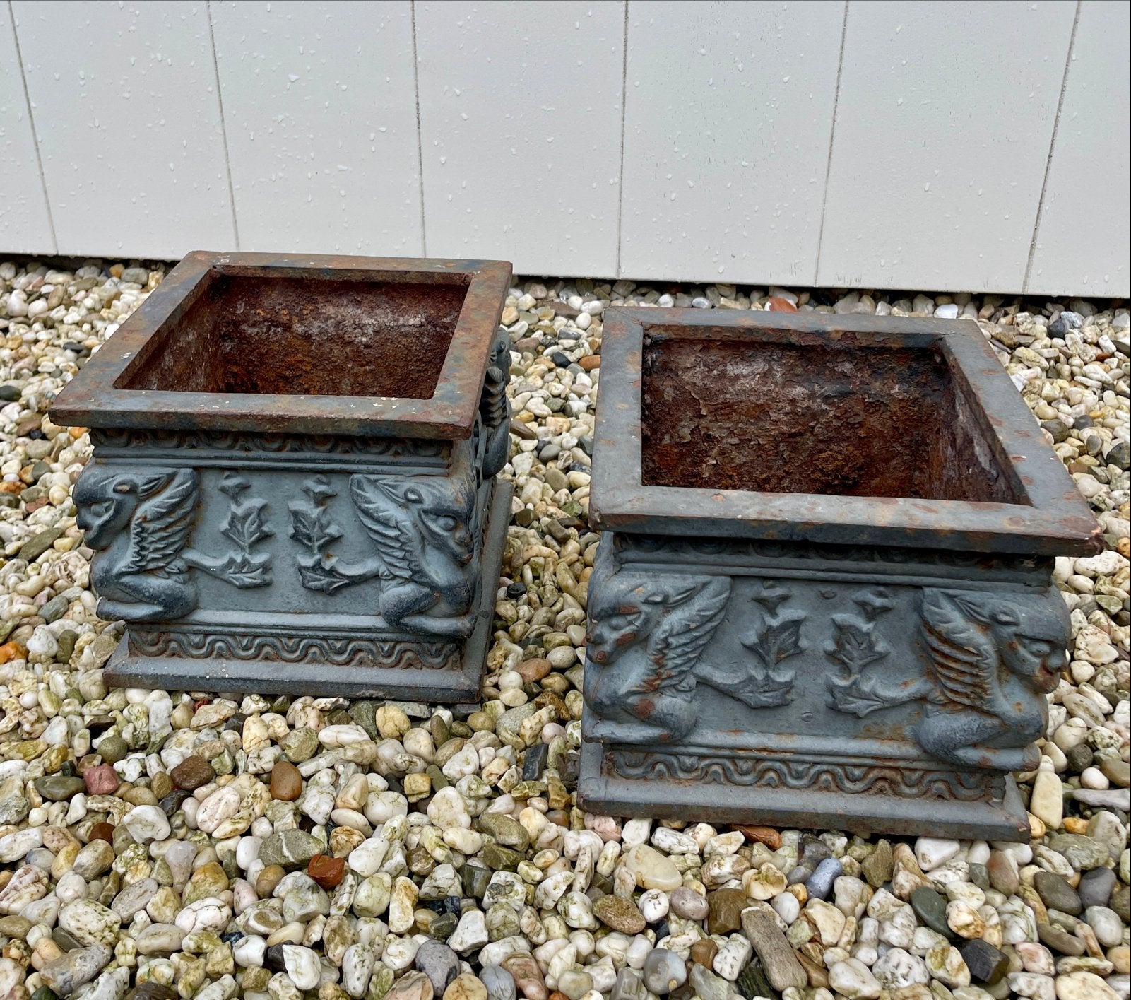 Buitenkansje: 2 Gietijzeren Platenbakjes - 20x17cm, Tuin en Terras, Minder dan 30 cm, Minder dan 60 cm, Vierkant, Ophalen of Verzenden