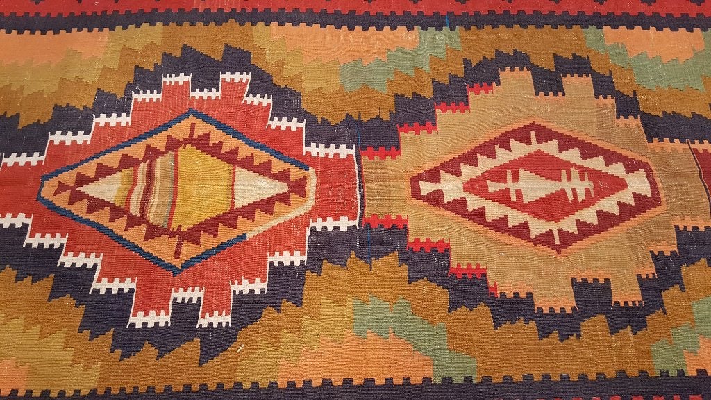 Antiek Sahsevan kelim 358x141/Perzische tapijt/Loper/Oosters, Ophalen of Verzenden