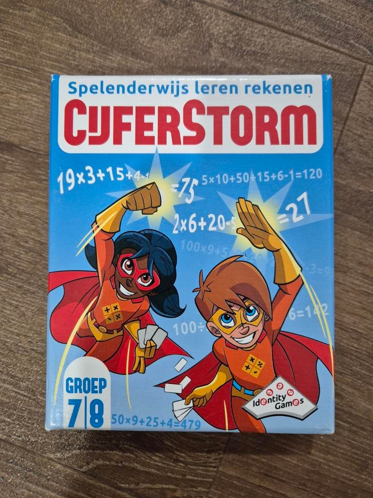 Cijferstorm: Spelenderwijs leren rekenen (Groep 7/8), Drie of vier spelers, Ophalen of Verzenden, Zo goed als nieuw, Identity Games