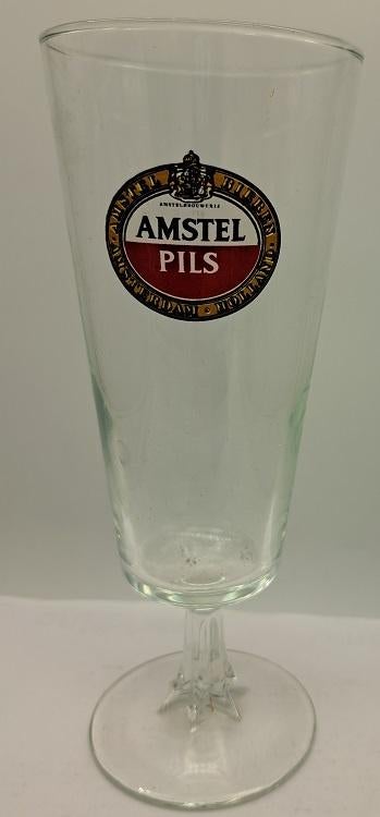 Amstel Pils Bierglas op voet, Verzamelen, Ophalen of Verzenden, Gebruikt, Glas of Glazen, Amstel
