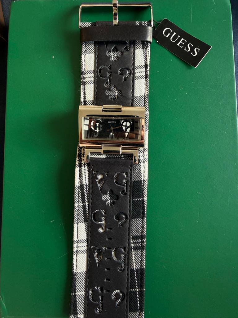 Guess Polshorloge met uniek geruit bandje, Overige materialen, Leer, Guess, Polshorloge