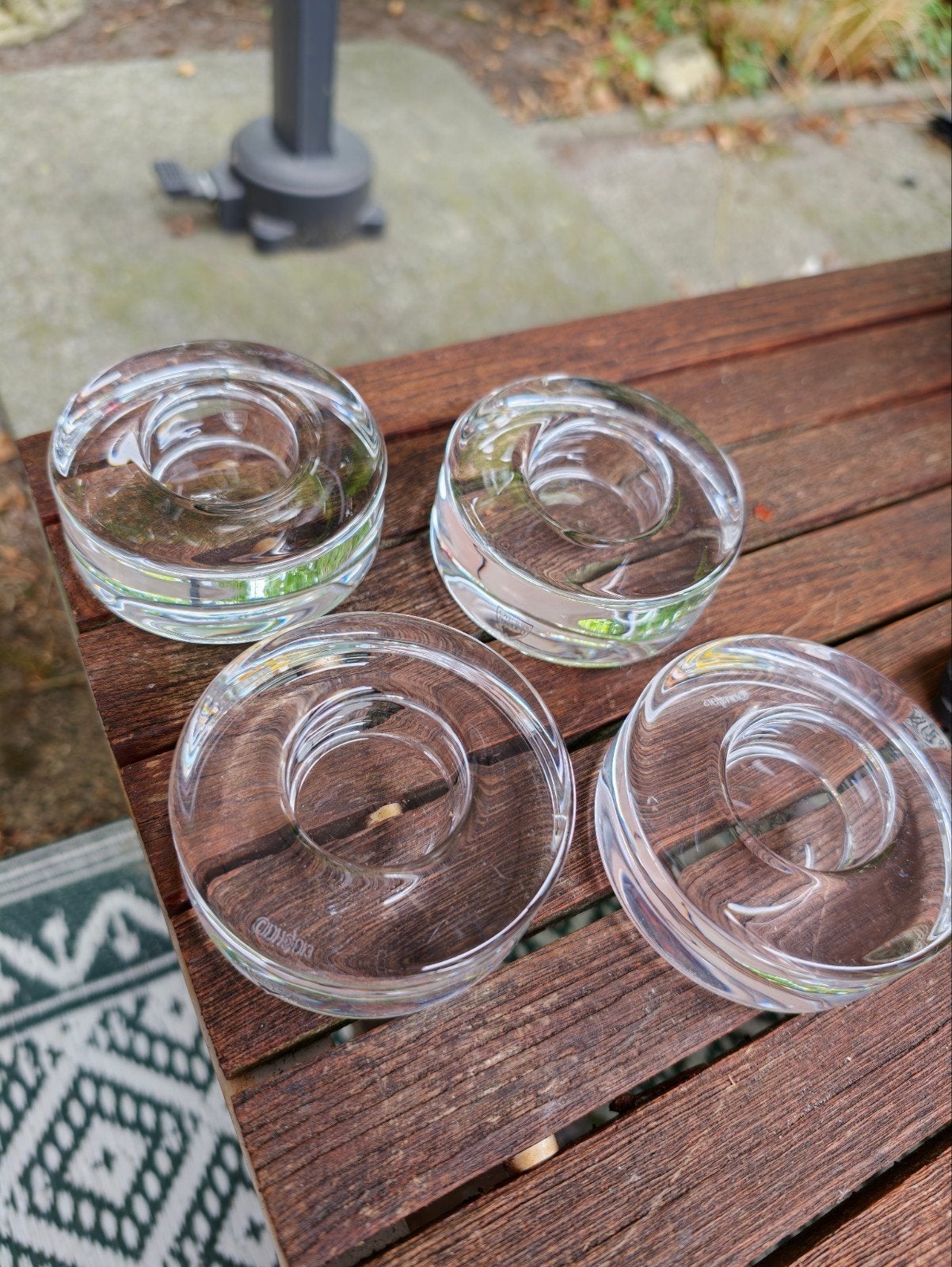 4 Orrefors kristallen waxinelichtjes/kaarsen houders, Ophalen of Verzenden, Kristal