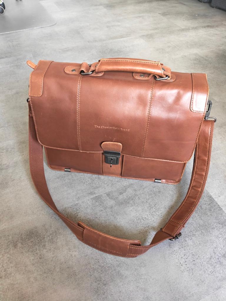 Chesterfield Businesstas Stuttgart cognac, Ophalen of Verzenden, Zo goed als nieuw, Bruin, Rugtas