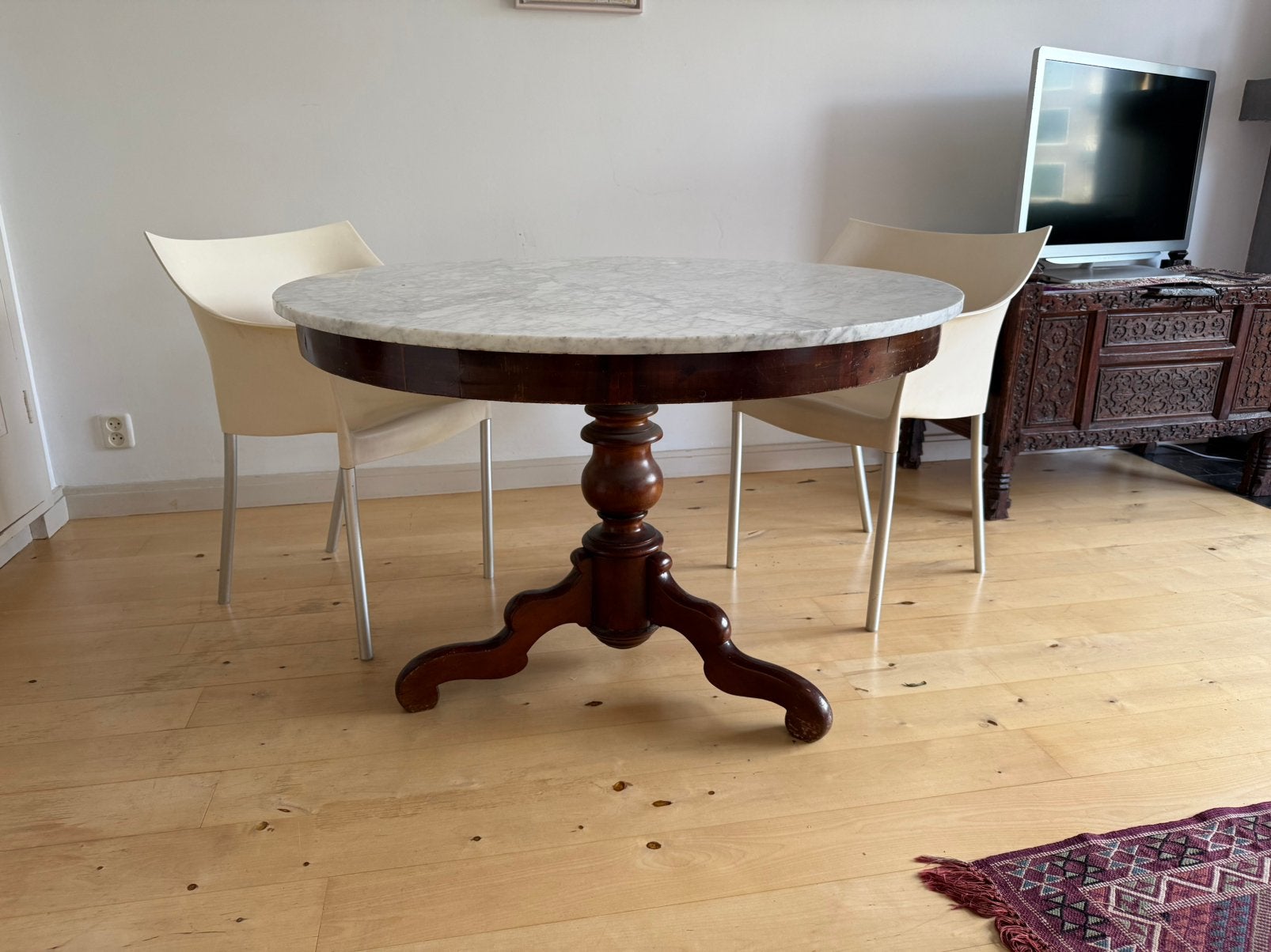 Ronde marmeren biedermeier eettafel, Antiek en Kunst, Antiek | Meubels | Tafels, Ophalen