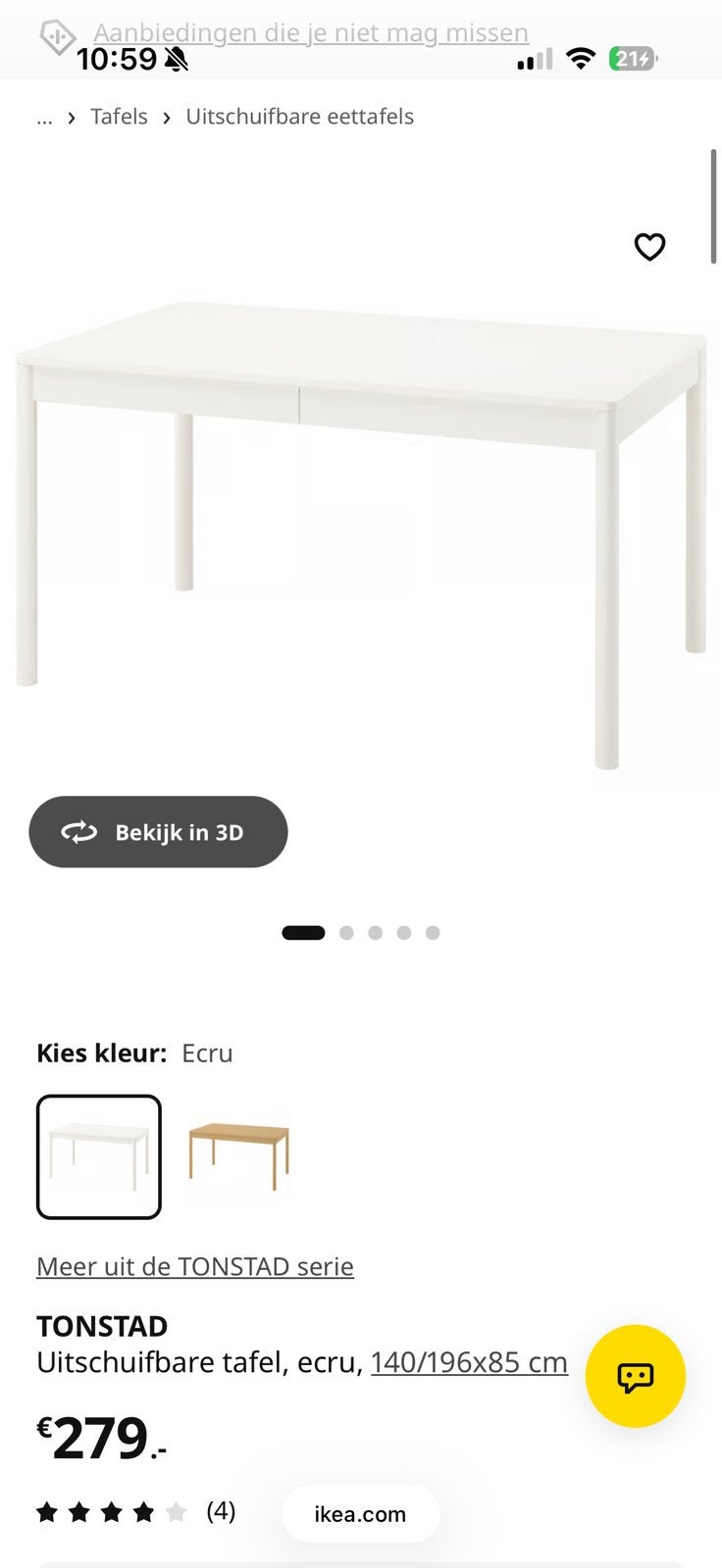 Eettafel set, Ophalen, Zo goed als nieuw, 25 tot 50 cm, Rechthoekig