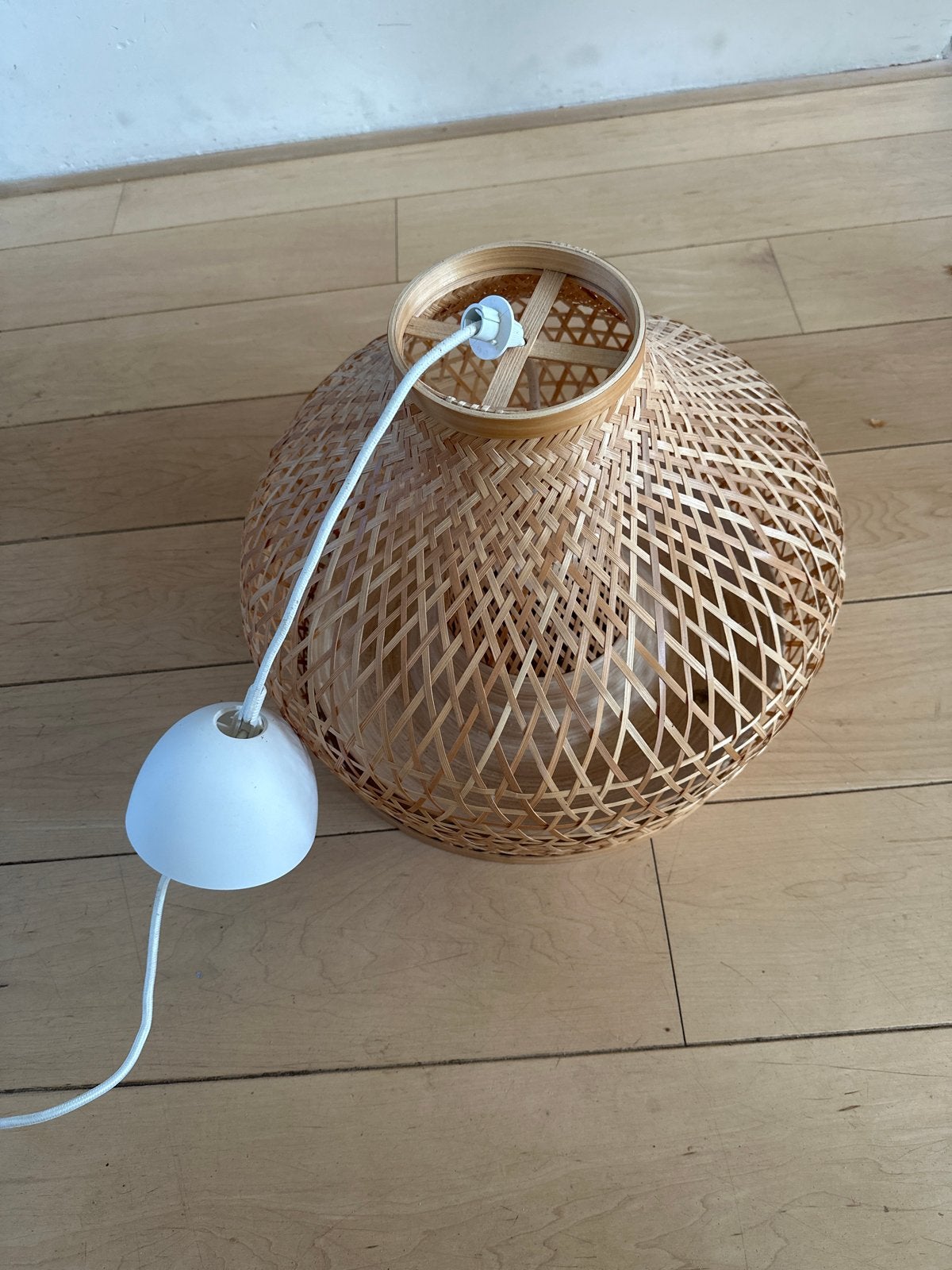 Bamboe hanglamp - sfeervolle verlichting, Ophalen, Zo goed als nieuw, Natuurlijk materiaal, E27 (groot)