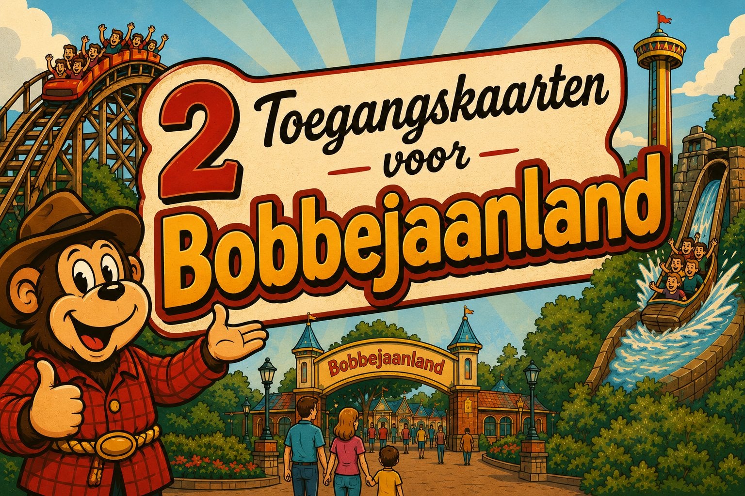 2 Toegangskaarten attractiepark Bobbejaanland, Tickets en Kaartjes, Twee personen, Ticket of Toegangskaart