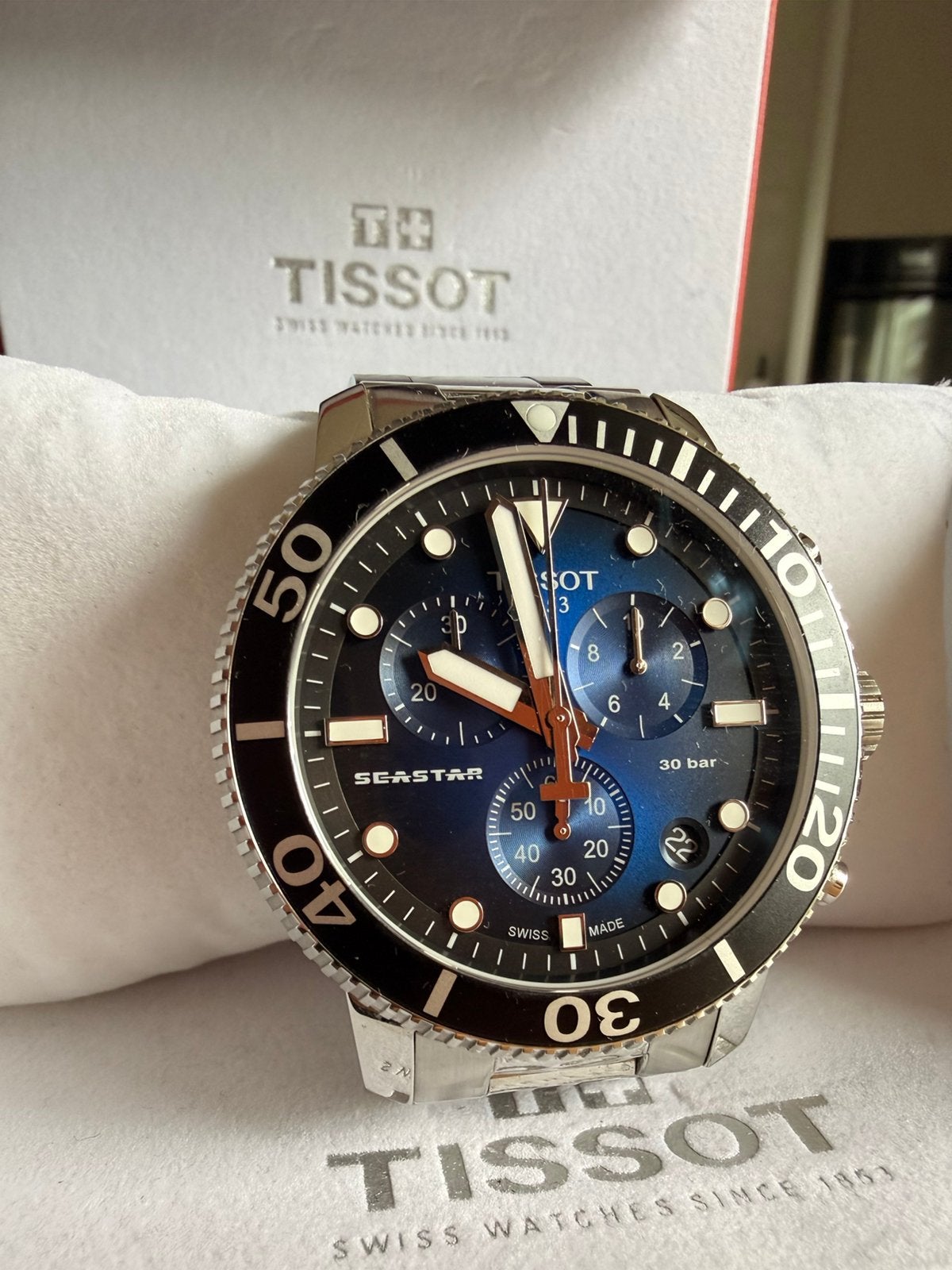 Tissot Seastar 1000 Chronograph, Ophalen of Verzenden, Zo goed als nieuw, Staal, Overige merken