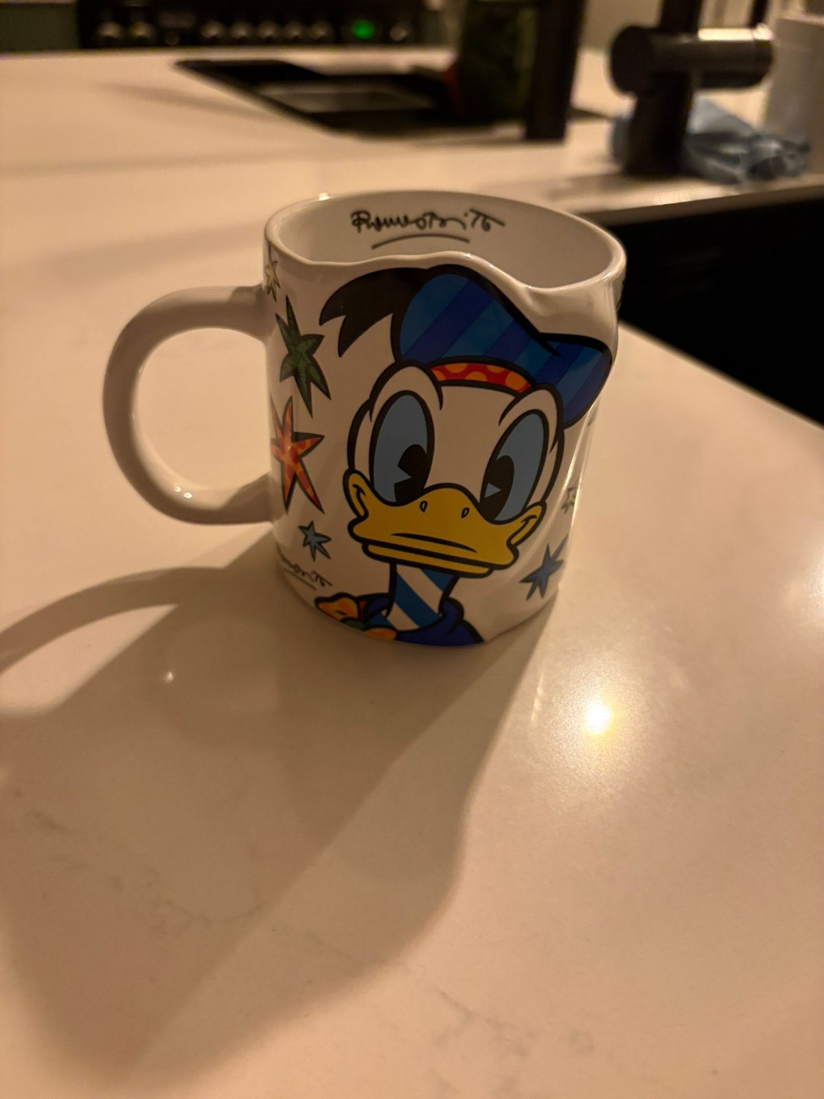 Disney beker Donald Duck origineel gesigneerd, Ophalen of Verzenden, Donald Duck, Nieuw, Servies
