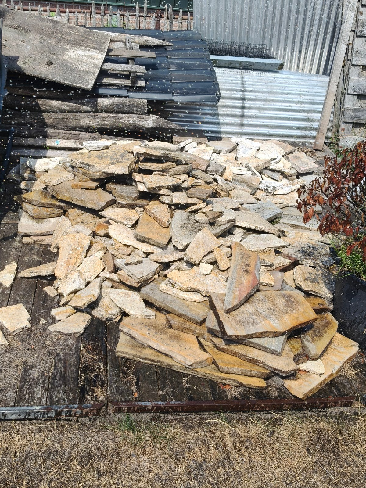 Natuursteen flagstones, +/- 20m2, Ophalen, Gebruikt, Overige typen