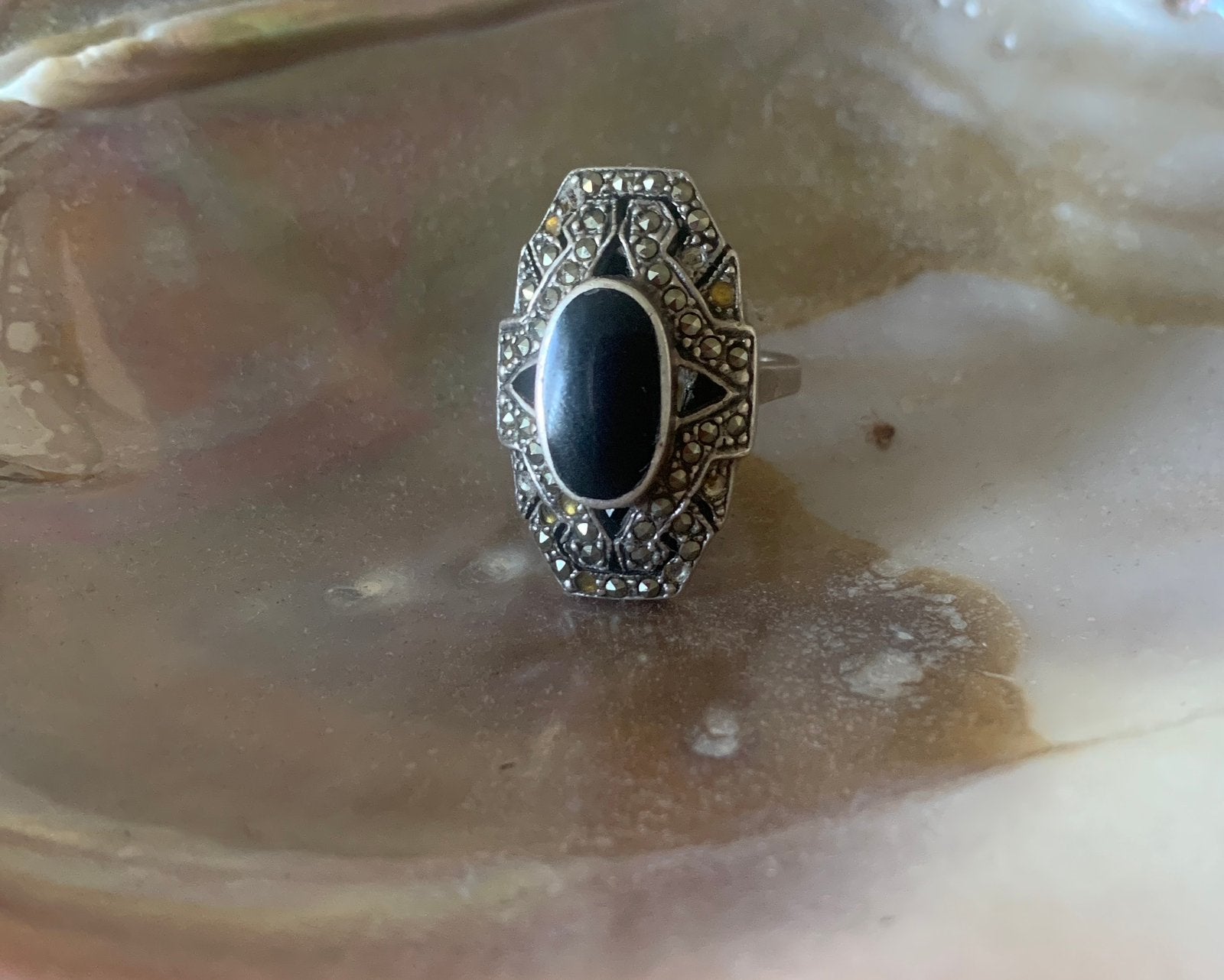 Mooie zilveren ring in Art deco stijl, Ophalen of Verzenden, Zilver, Ring