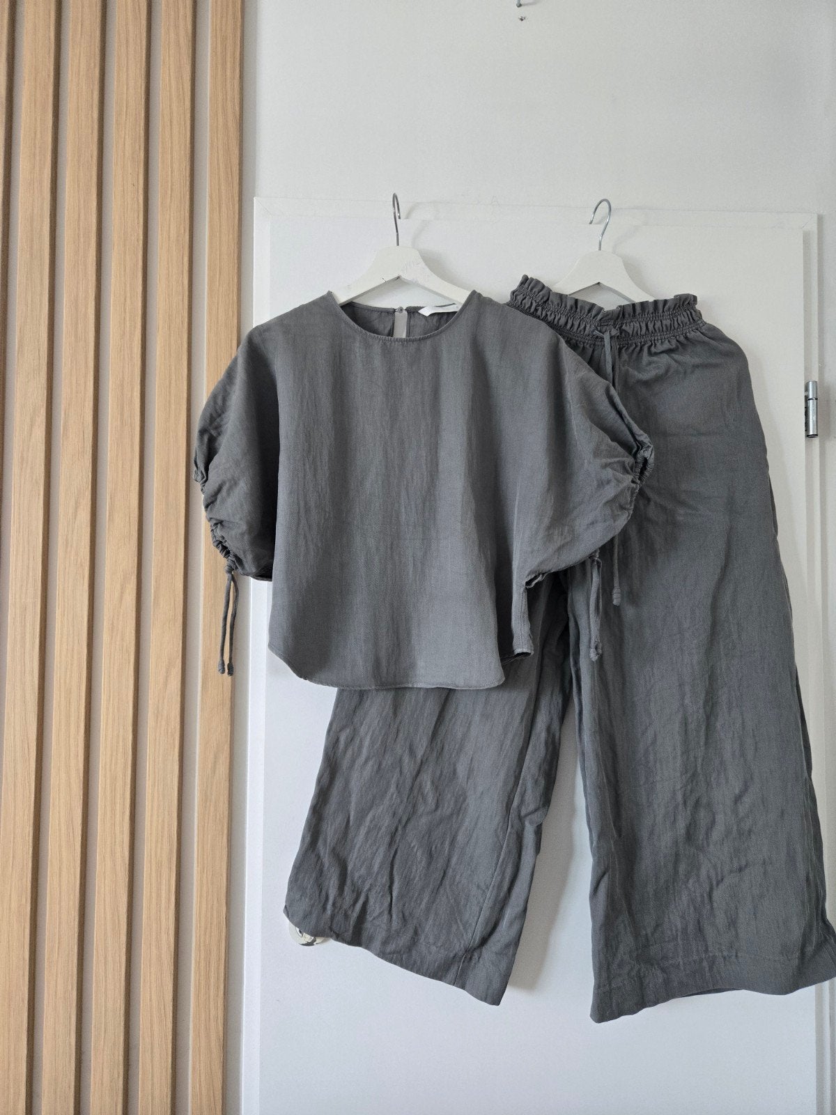 Zara Linnen Set: Top en Broek in Grijs, Overige kleuren, Zara, Ophalen of Verzenden, Zo goed als nieuw