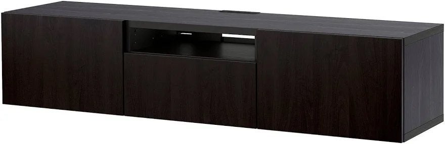 Ikea Besta TV-meubel zwartbruin 180 cm met 3 lades, Ophalen, Gebruikt, 150 tot 200 cm, Minder dan 100 cm
