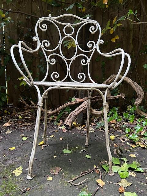 Witte antieke stoel jaren 50, Huis en Inrichting, Stoelen, Ophalen, Gebruikt, Wit, Metaal
