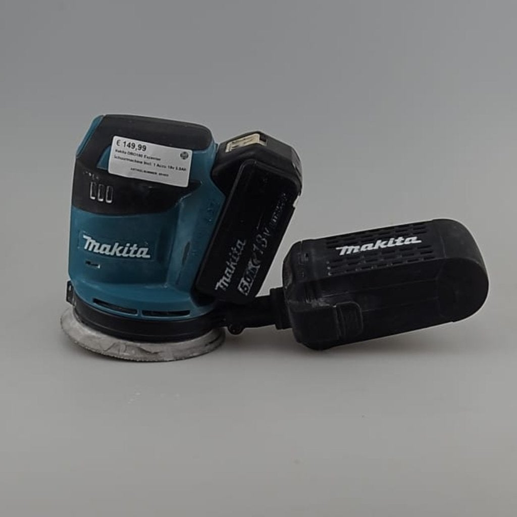 Makita DBO180 Excenter Schuurmachine Incl: 1 Accu 18v 5.0Ah, Doe-het-zelf en Verbouw, Gereedschap | Schuurmachines, Makita, Gebruikt