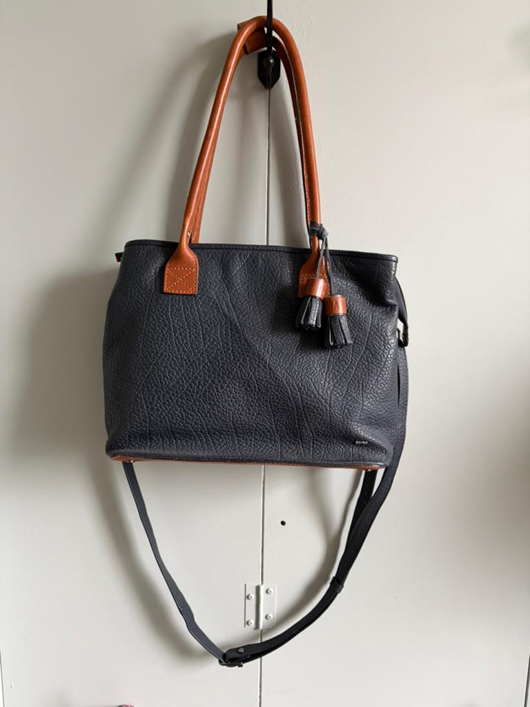 Blauwe leren handtas, Ophalen of Verzenden, Gebruikt, Blauw, Handtas
