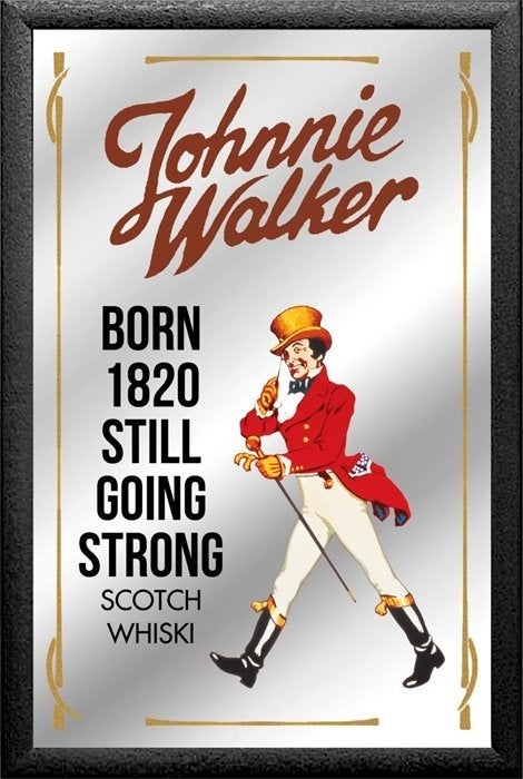 Johnnie Walker born in 1920 reclame spiegel wanddeco deco, Verzamelen, Merken en Reclamevoorwerpen, Reclamebord, Info@deconoord.nl