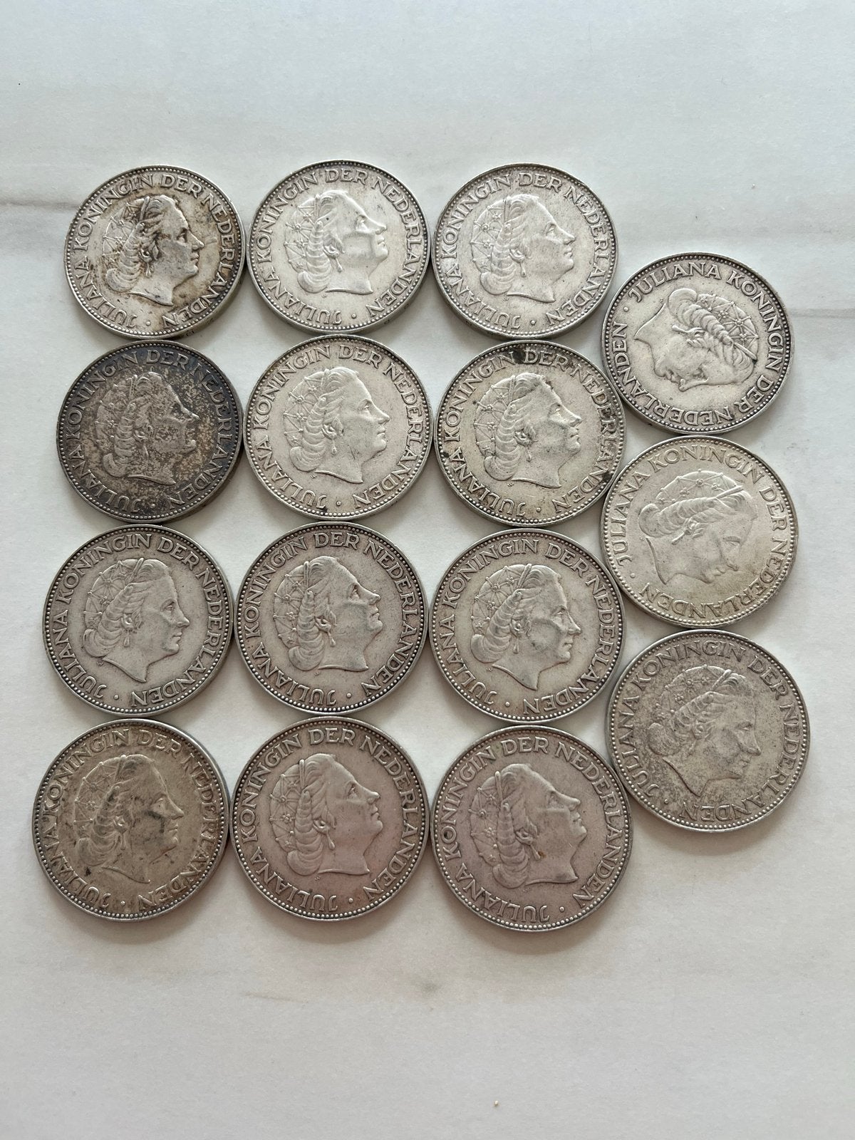 15 zilveren 2½ gulden munten Koningin Juliana, Koningin Juliana, Setje, Zilver, Ophalen of Verzenden
