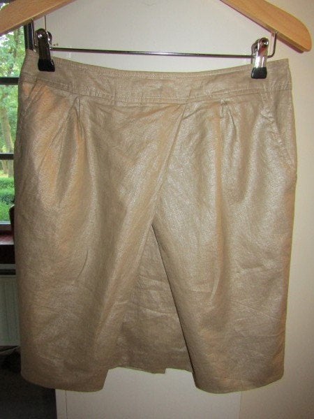 E396 BANDOLERA mt 36 rok beige goud linnen wax coated, Verzenden, Beige, Zo goed als nieuw, Knielengte