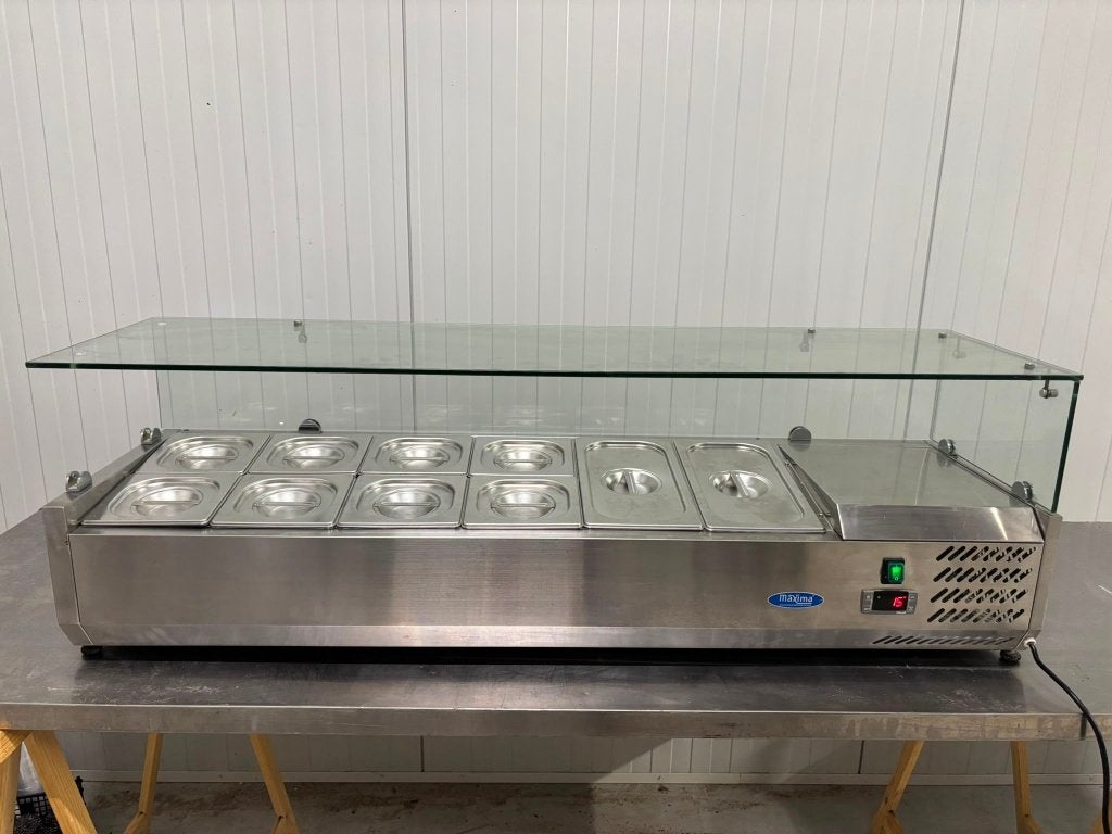 Maxima Opzetkoelvitrine 140 cm – RVS – Inclusief GN-bakken, Ophalen, Maxima, Maxima, Maxima